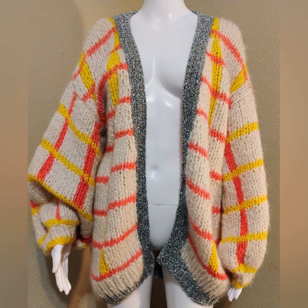 Celia B Striped Mohair Blend Cardigan
